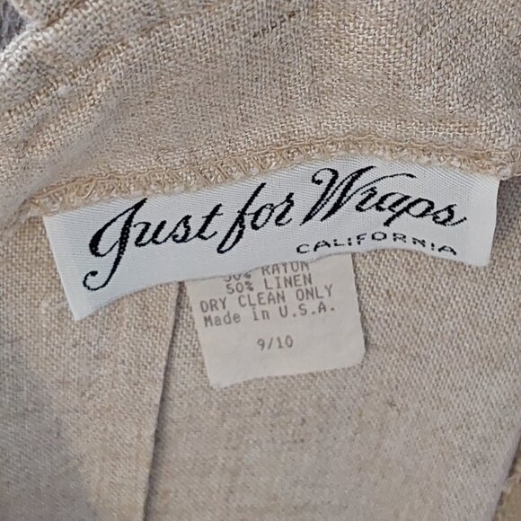 Vintage Linen Blend Embroidered Girls Dress – Size 9/10 - Picture 2 of 5